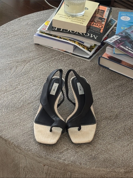 Toteme Shoes - Black and Natural Slingback Sandals